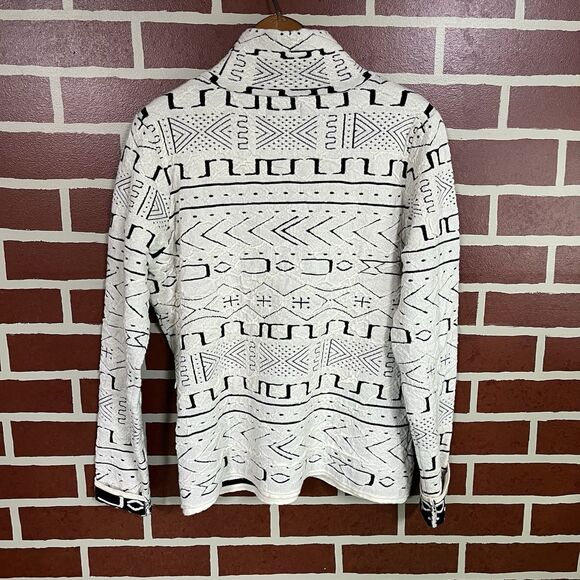 Icelandic Design Merino Wool Blend Women’s L White Black Aztec Full Zip Jacket - Picture 5 of 7